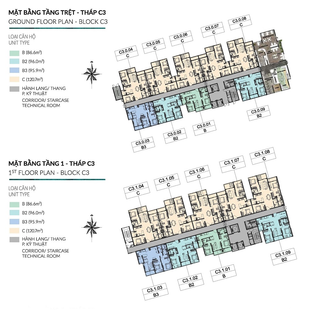Mặt bằng căn điển hình C3
