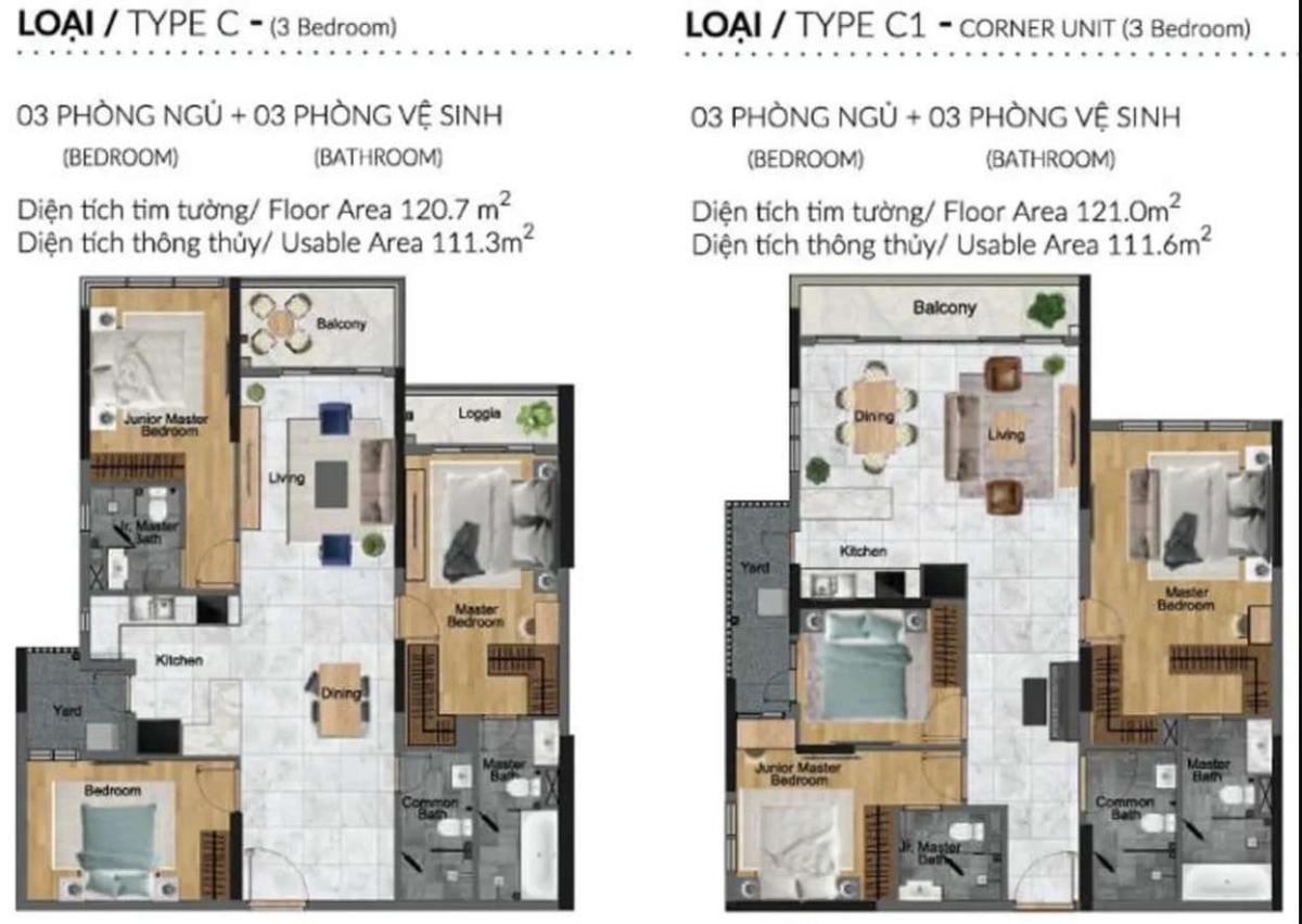Mặt bằng căn điển hình C3